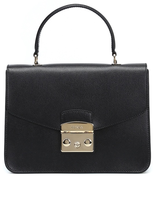 Furla Handbags - Authentic Furla Classic Black Leather Metropolis Top-Handle Crossbody Bag - EUC